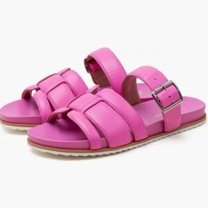 Linea Paolo Women's Rosalie Nappa Leather Slide-in Sandals, Magenta